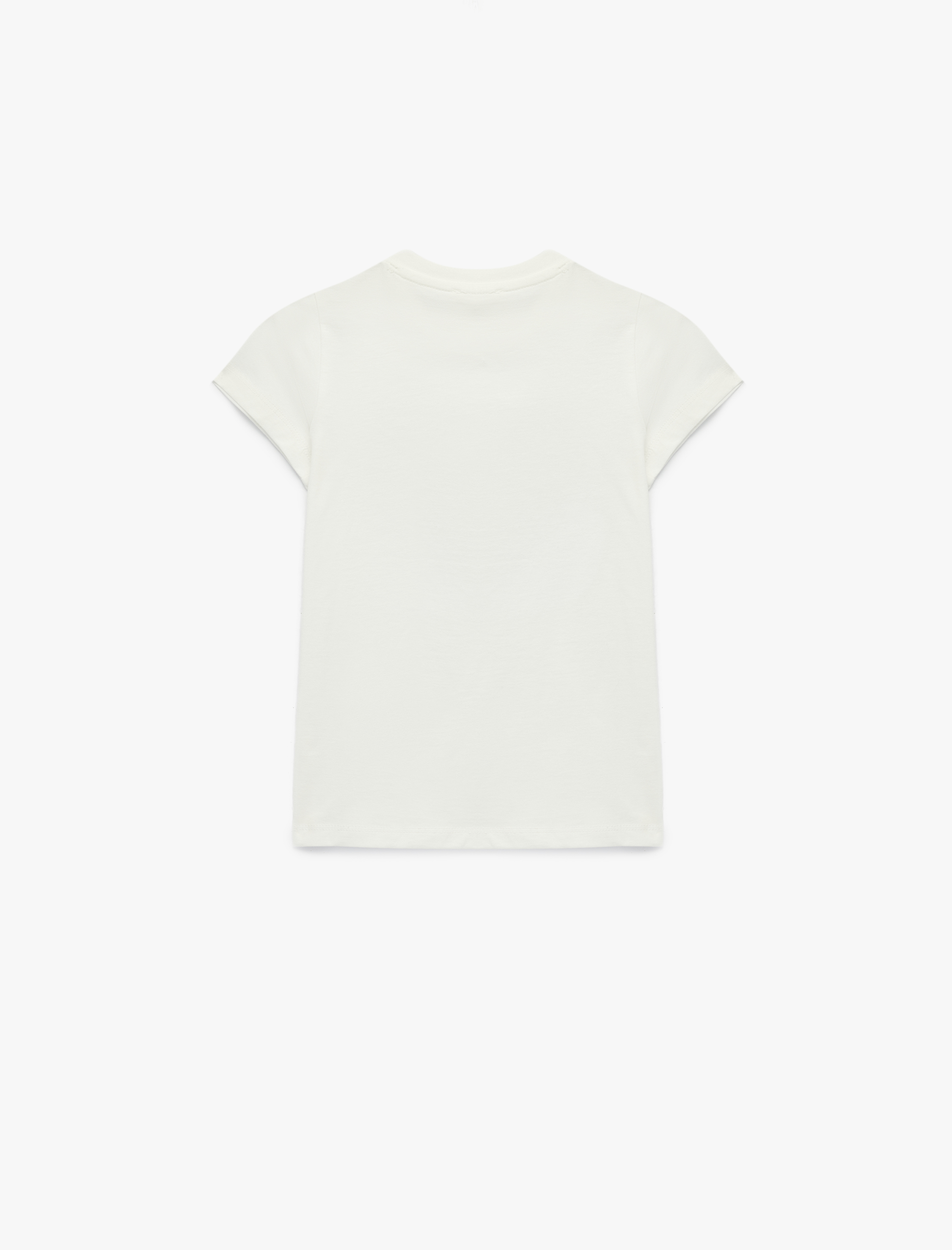  Kız Çocuk Kalp Detaylı Pullu Payetli Bisiklet Yaka Kısa Kollu Pamuklu Tişört