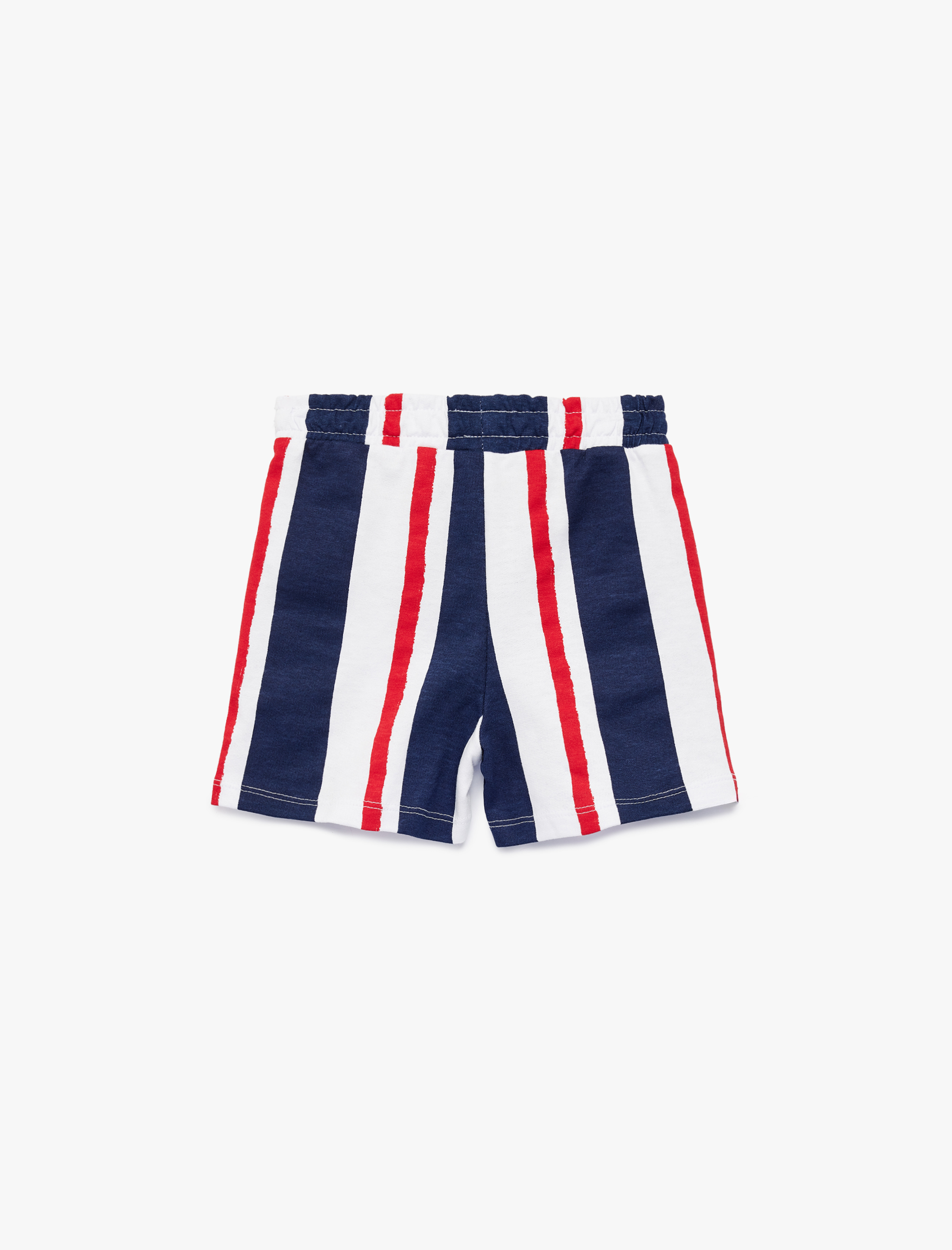 Erkek Bebek Pamuklu Cepli Beli Bağcıklı Çizgili Şort
