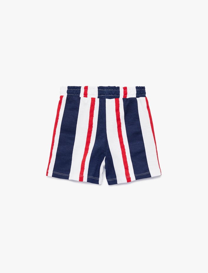 Erkek Bebek Pamuklu Cepli Beli Bağcıklı Çizgili Şort