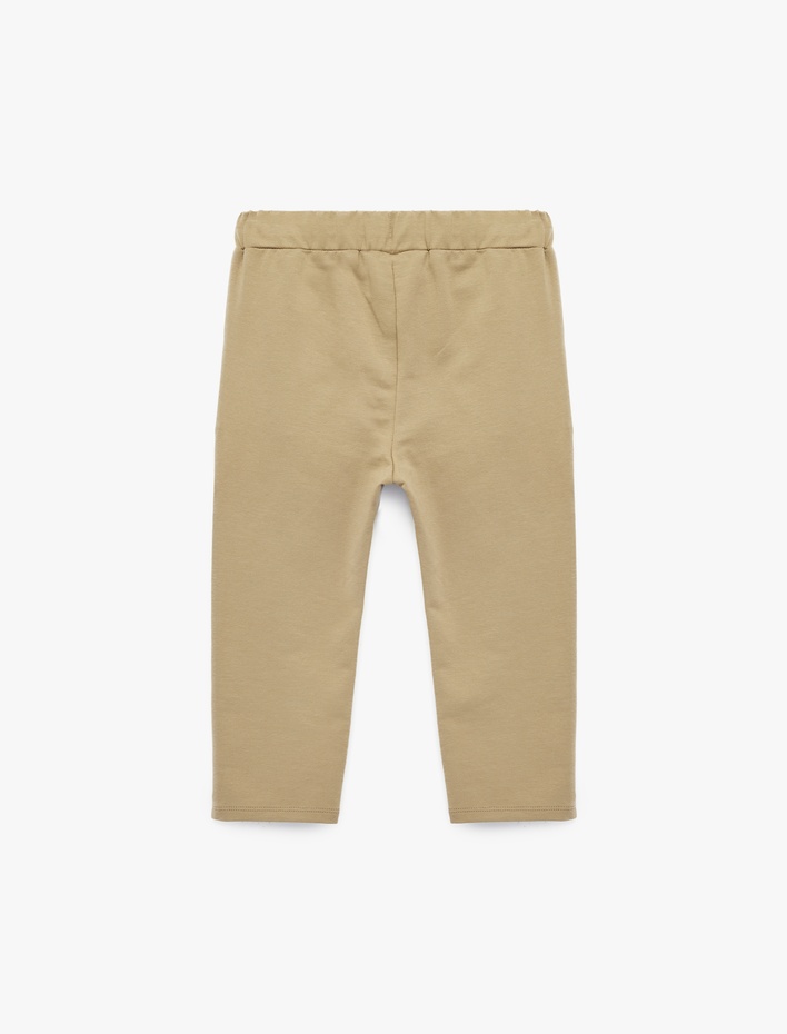 Erkek Bebek Beli Ayarlanabilir Lastikli Düğmeli Pamuklu Eşofman Altı