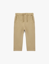 Beli Ayarlanabilir Lastikli Düğmeli Pamuklu Eşofman Altı