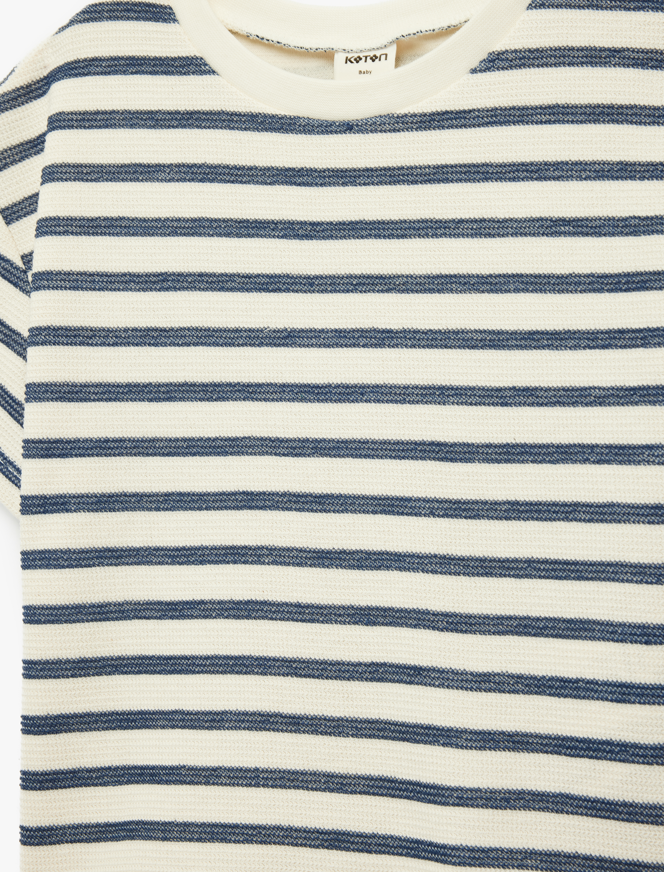  Erkek Bebek Pamuklu Kısa Kollu Bisiklet Yaka Çizgili Tişört