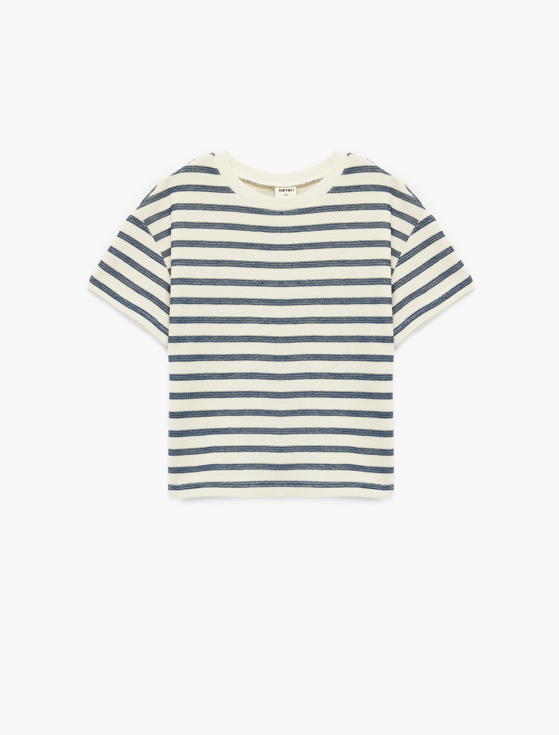  Erkek Bebek Pamuklu Kısa Kollu Bisiklet Yaka Çizgili Tişört