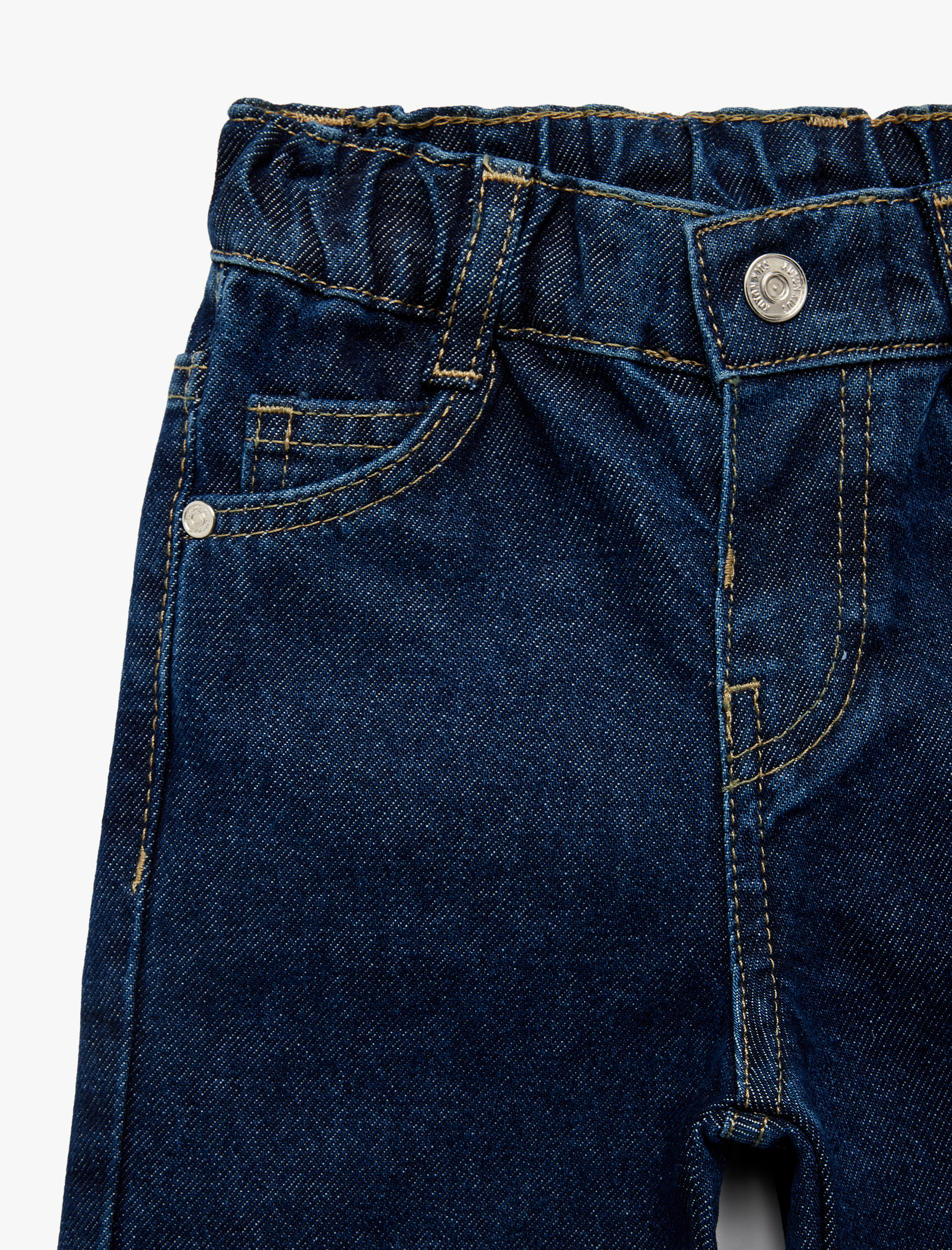  Kız Bebek Pamuklu Cep Detaylı Fiyonklu Denim Pantolon
