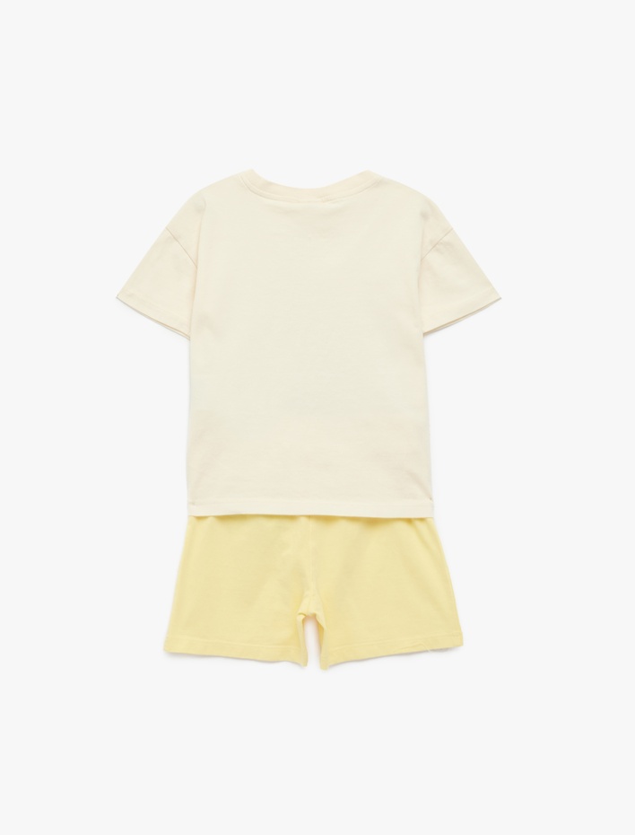 Erkek Bebek Pamuklu Baskılı Kısa Kollu Bisiklet Yaka Tişört ve Şort Seti