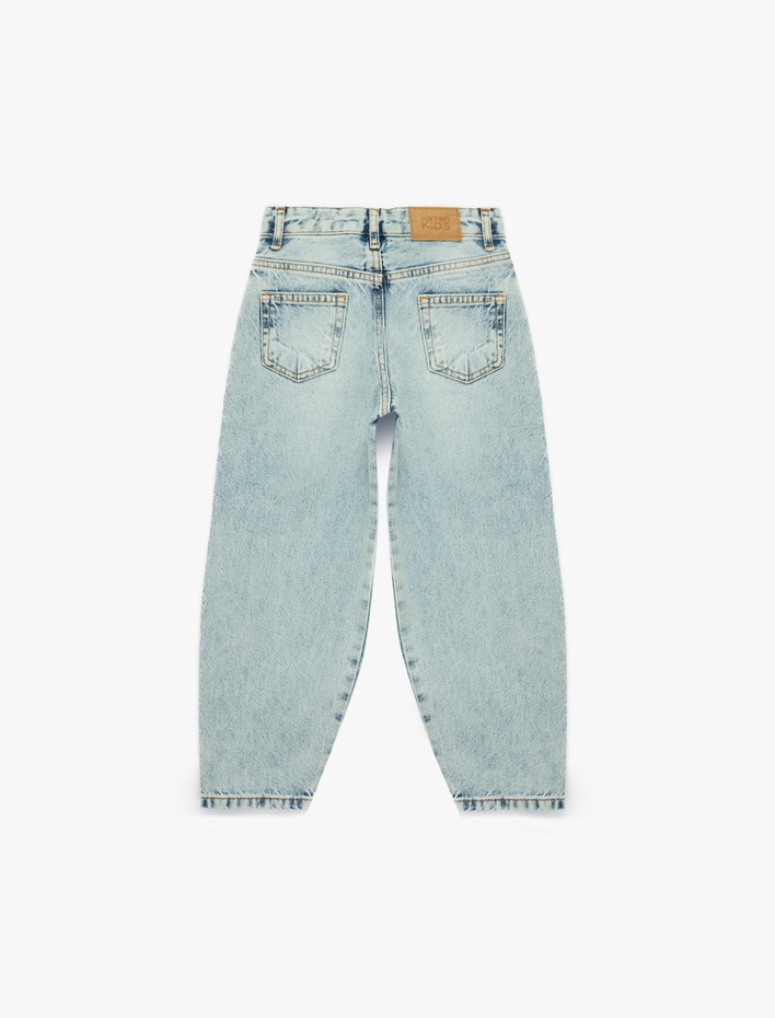 Kız Çocuk Pamuklu Balon Kesim Denim Pantolon