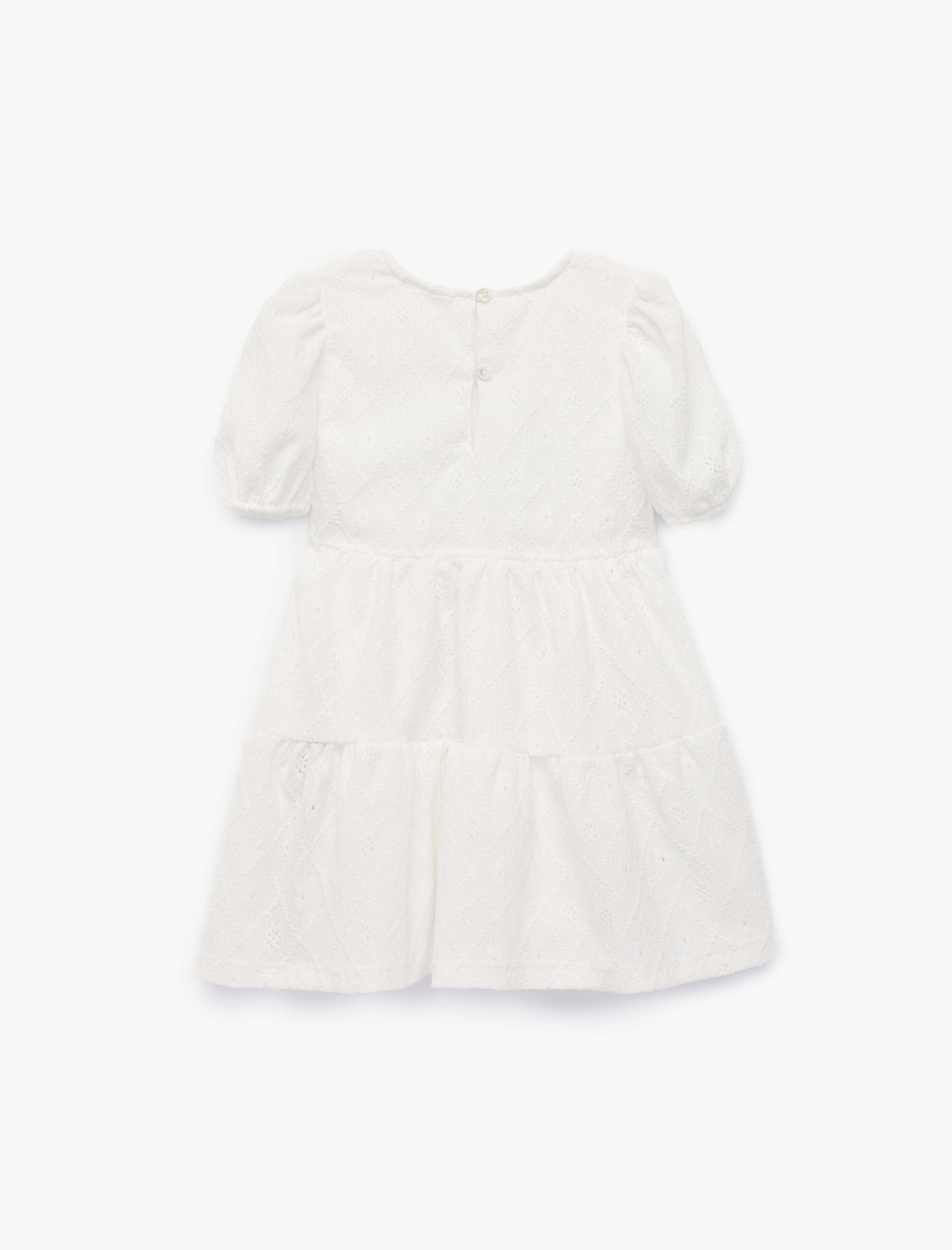  Kız Bebek Bisiklet Yaka Katlı Balon Kollu Elbise