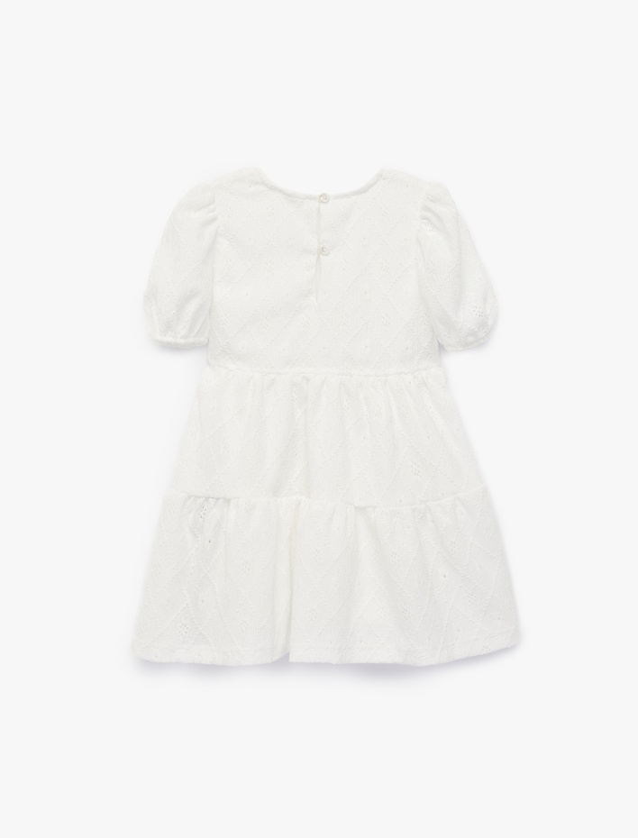 Kız Bebek Bisiklet Yaka Katlı Balon Kollu Elbise
