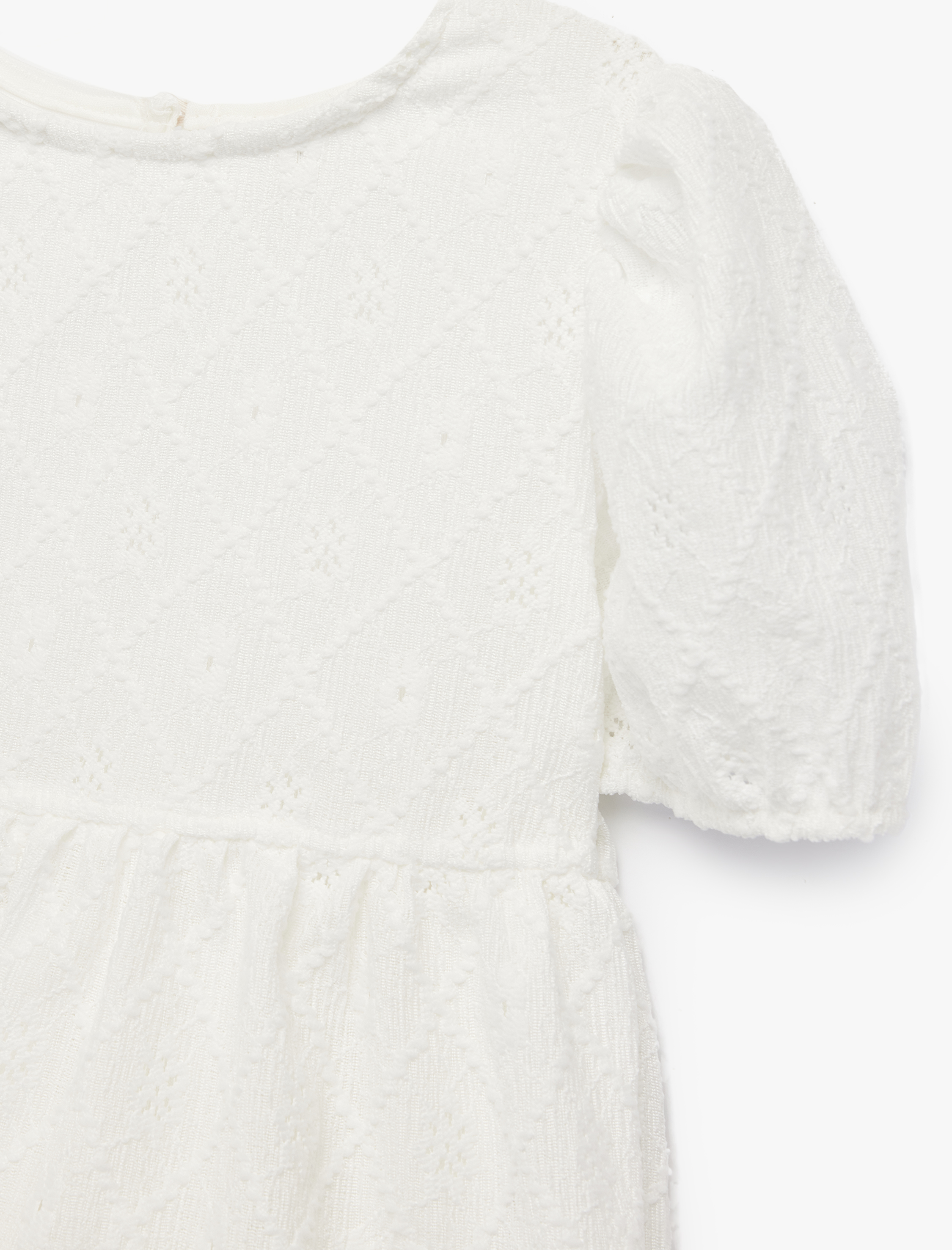  Kız Bebek Bisiklet Yaka Katlı Balon Kollu Elbise