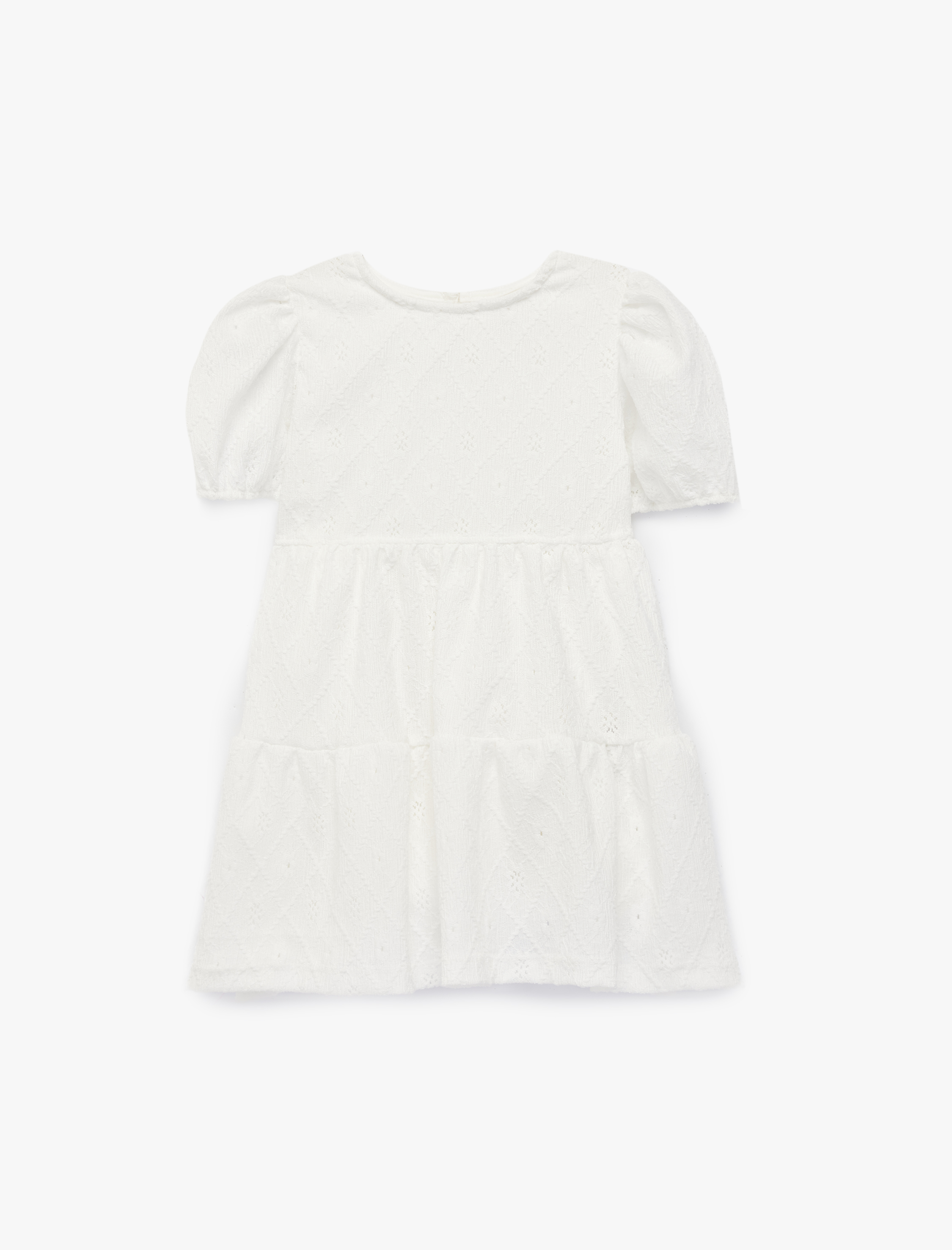  Kız Bebek Bisiklet Yaka Katlı Balon Kollu Elbise