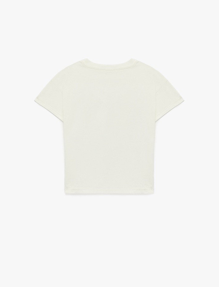 Kız Bebek Pamuklu Ayıcık Baskılı Bisiklet Yaka Kısa Kollu Tişört