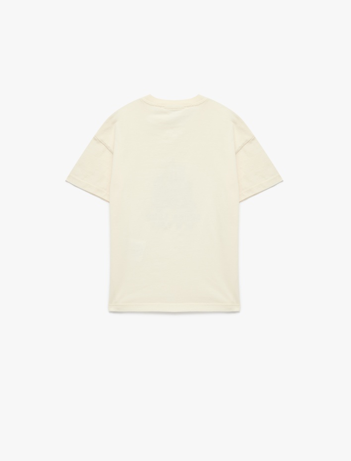 Erkek Bebek Pamuklu Kısa Kollu Bisiklet Yaka Baskılı Tişört