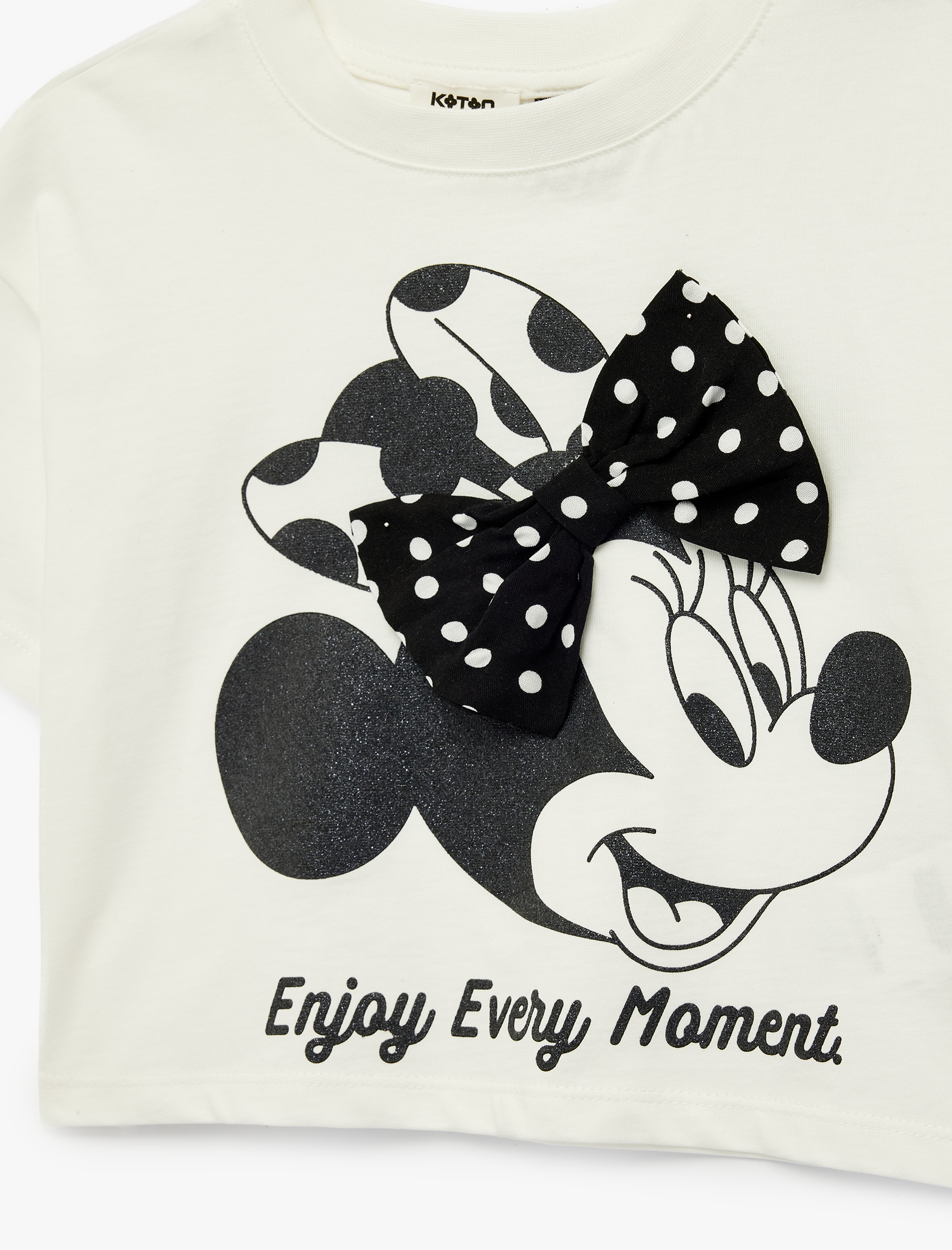  Kız Çocuk Lisanslı Minnie Mouse Baskılı Kısa Kollu Pamuklu Tişört