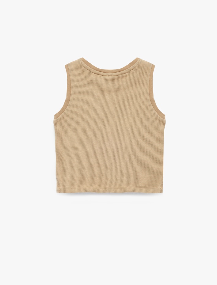 Erkek Bebek Ayıcık Nakış Detaylı Bisiklet Yaka Pamuklu Kolsuz Atlet