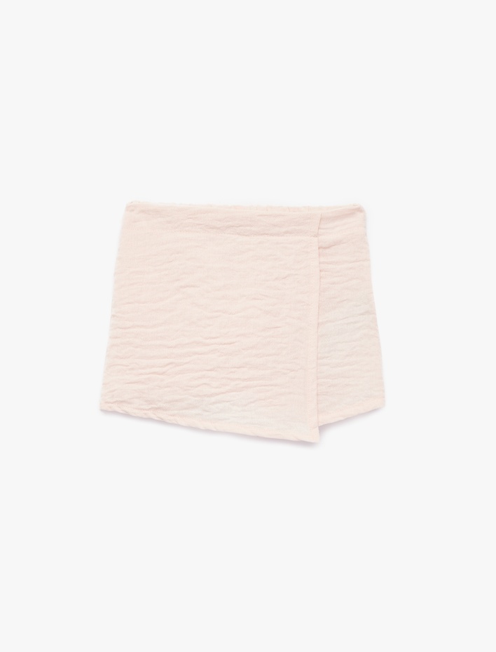 Kız Bebek Beli Lastikli Dokulu Kruvaze Şort Etek