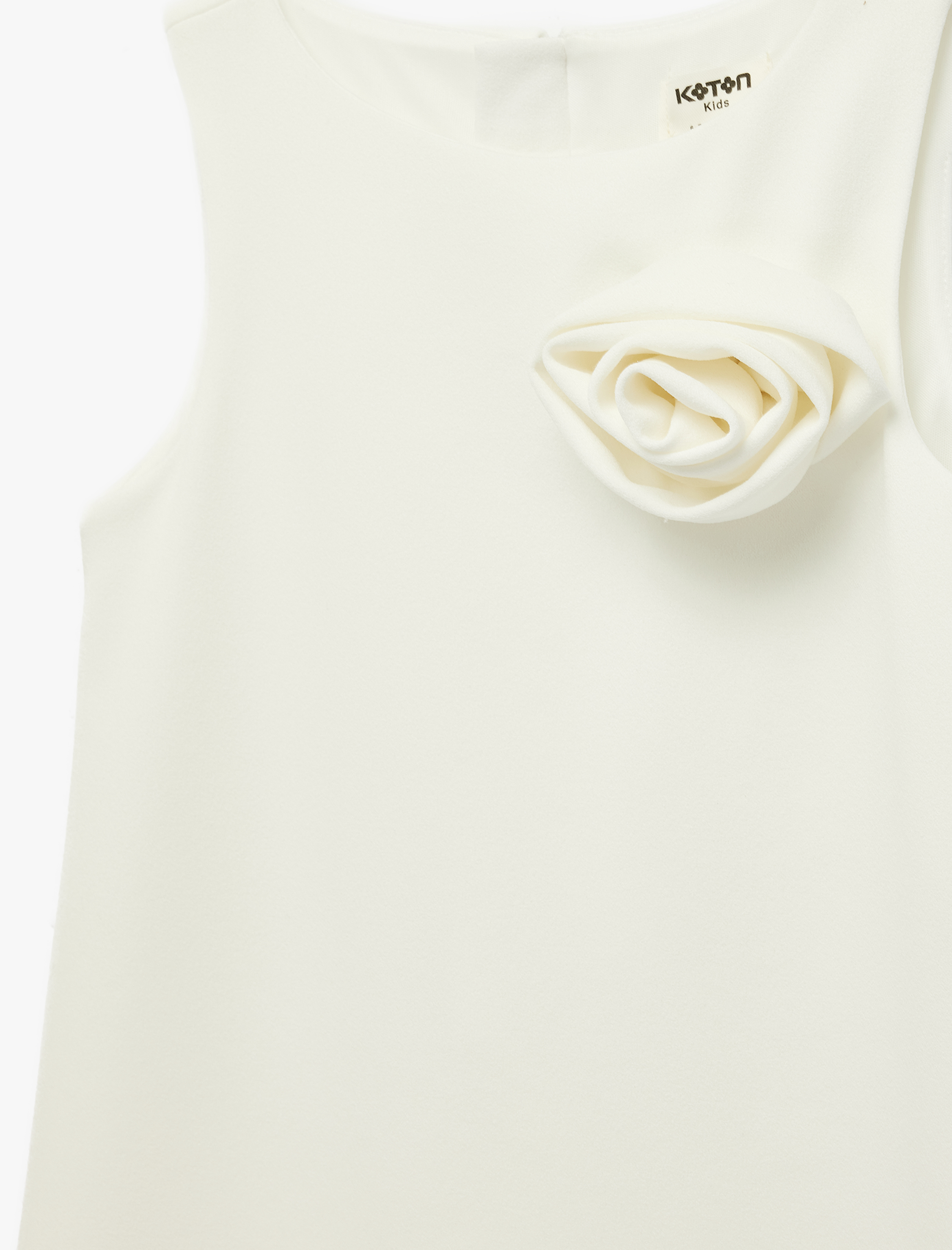  Kız Çocuk Kolsuz Bisiklet Yaka Çiçek Aplike Detaylı Elbise