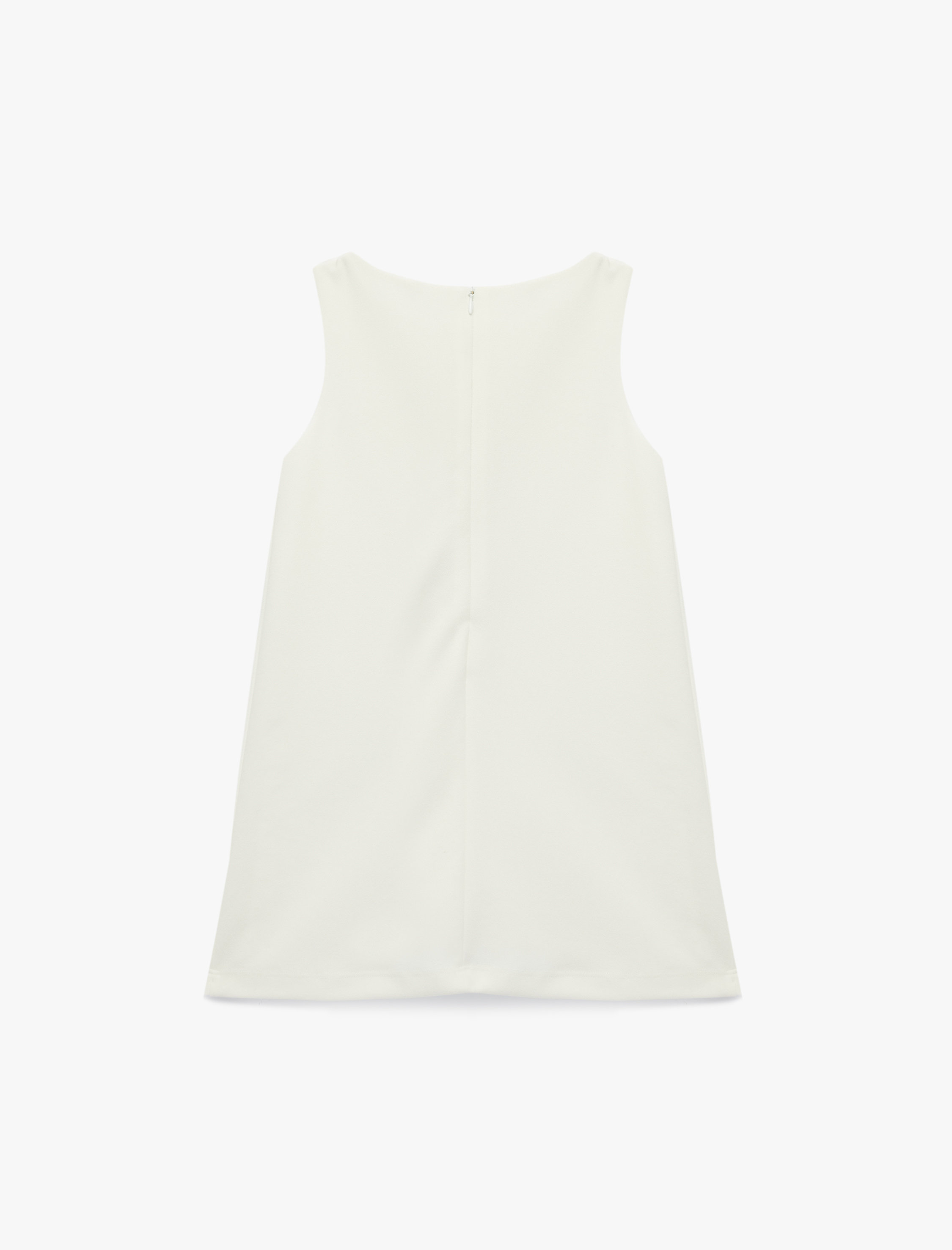  Kız Çocuk Kolsuz Bisiklet Yaka Çiçek Aplike Detaylı Elbise