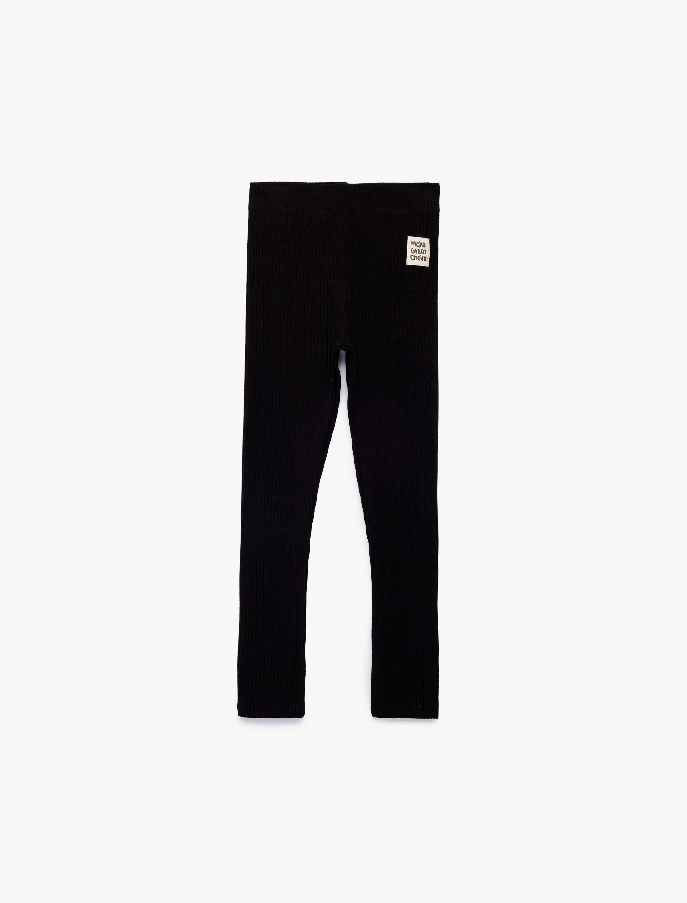  Kız Çocuk Beli Lastikli Ribanalı Pamuklu Tayt