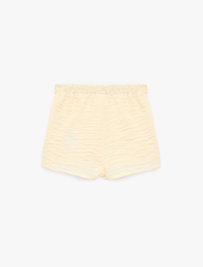 Kız Bebek Beli Lastikli Dokulu Kruvaze Şort Etek