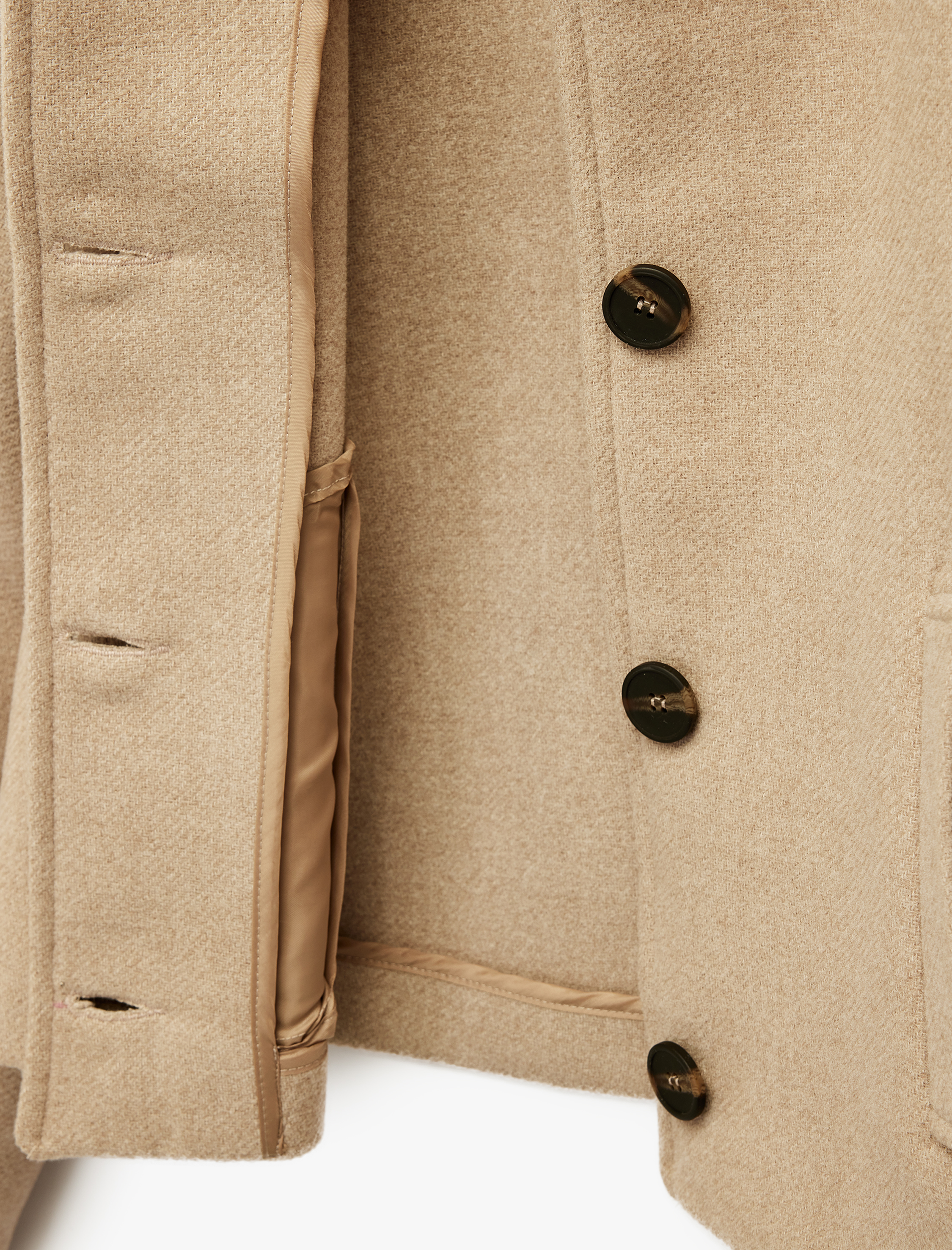   Slim Fit Cepli Düğmeli Uzun Kollu Crop Kaşe Ceket