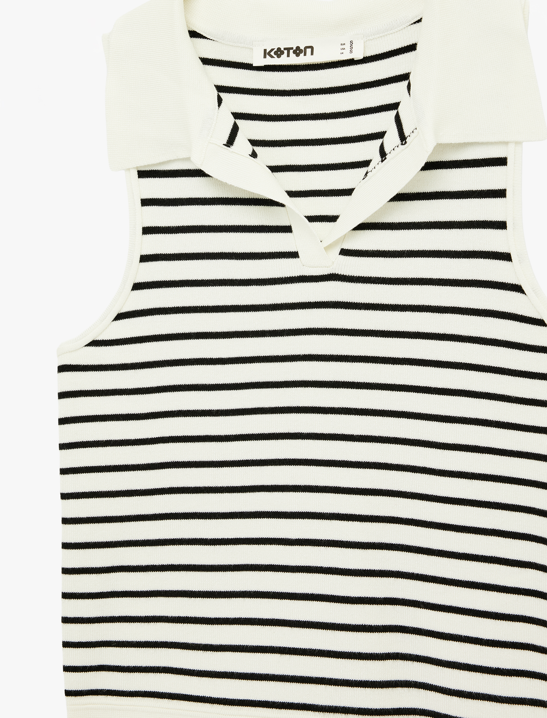   Regular Fit Polo Yaka Kolsuz Çizgili Triko Bluz