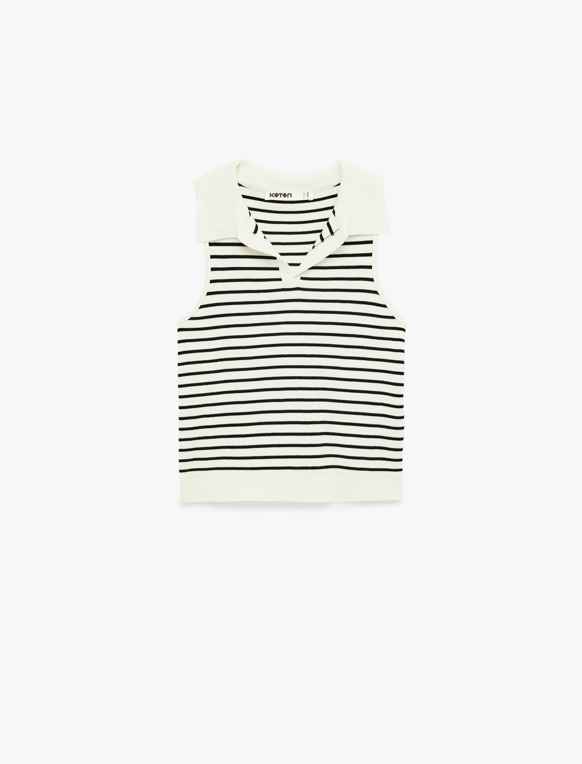   Regular Fit Polo Yaka Kolsuz Çizgili Triko Bluz