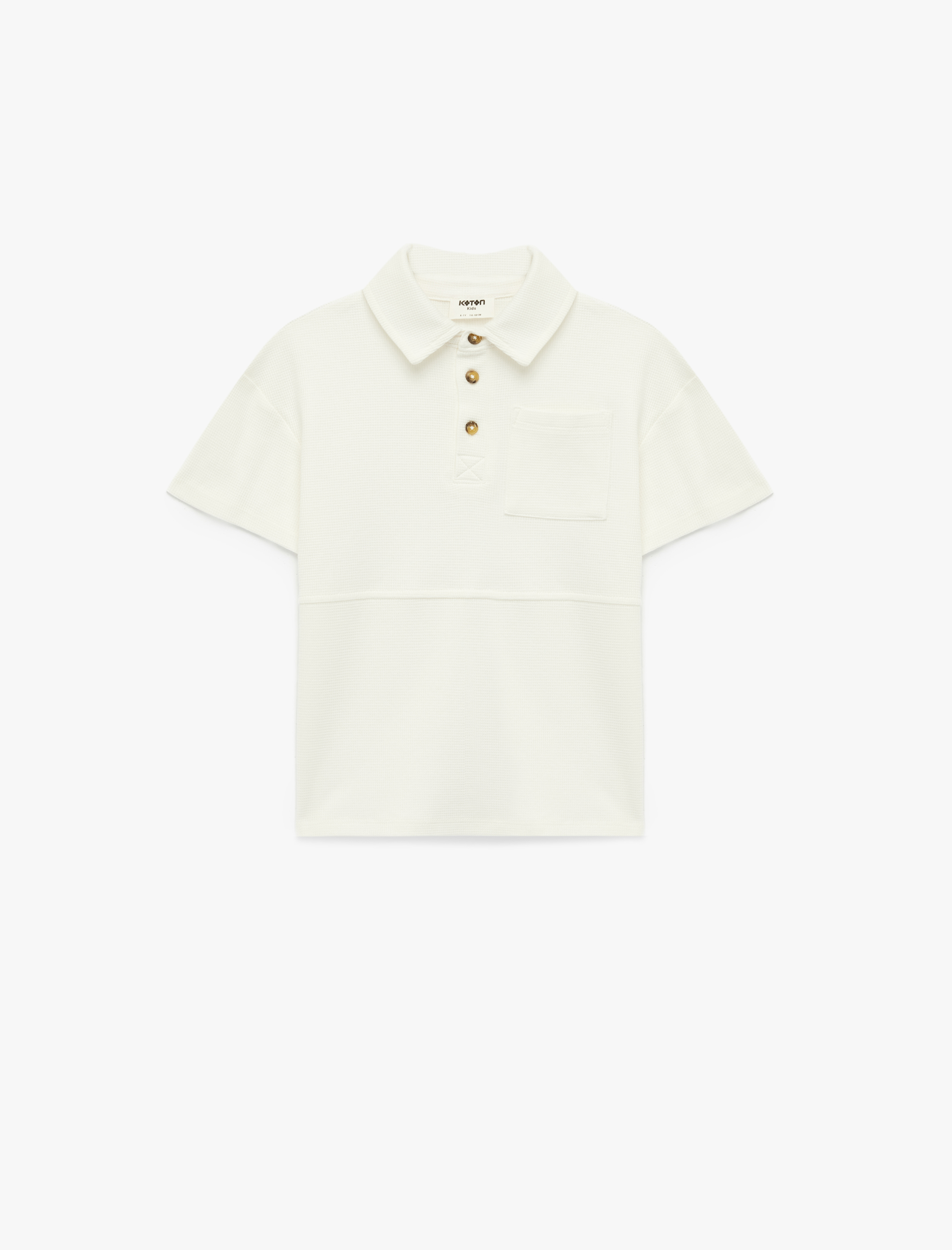  Erkek Çocuk Pamuklu Düğme Detaylı Kısa Kollu Basic Polo Yaka Tişört