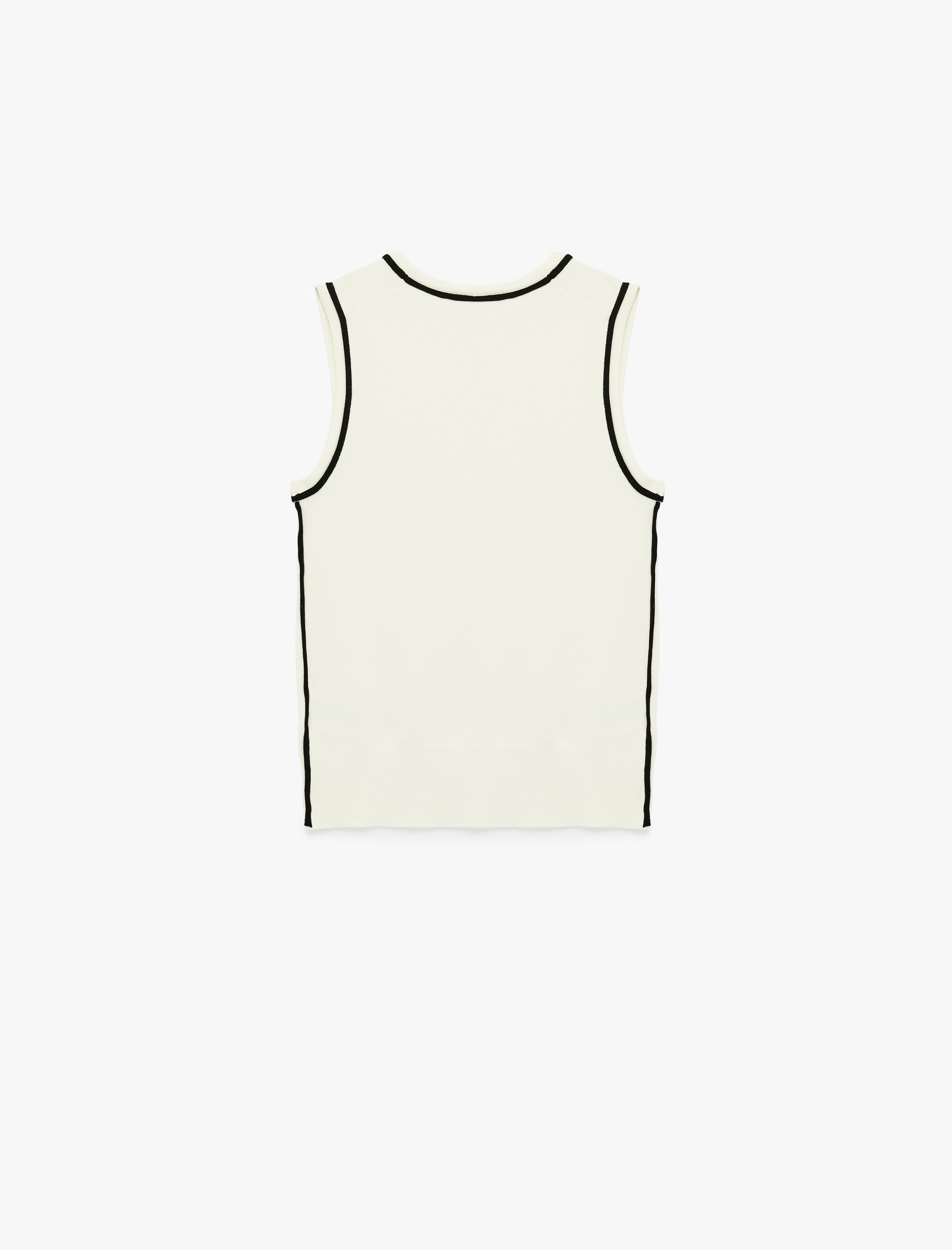   Kontrast Detaylı Bisiklet Yaka Kolsuz Triko Atlet