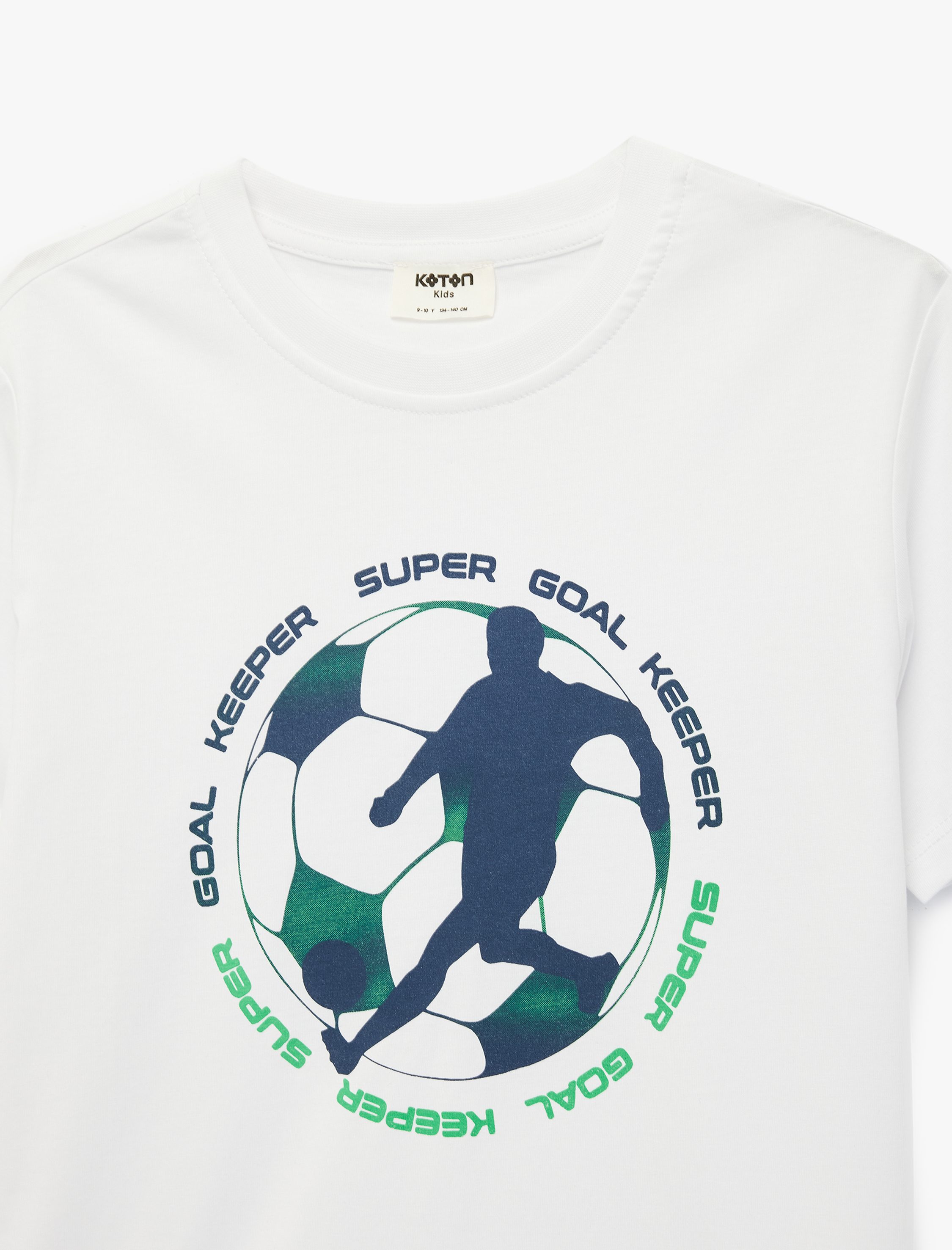  Erkek Çocuk Pamuklu Kısa Kollu Bisiklet Yaka Futbol Baskılı Tişört