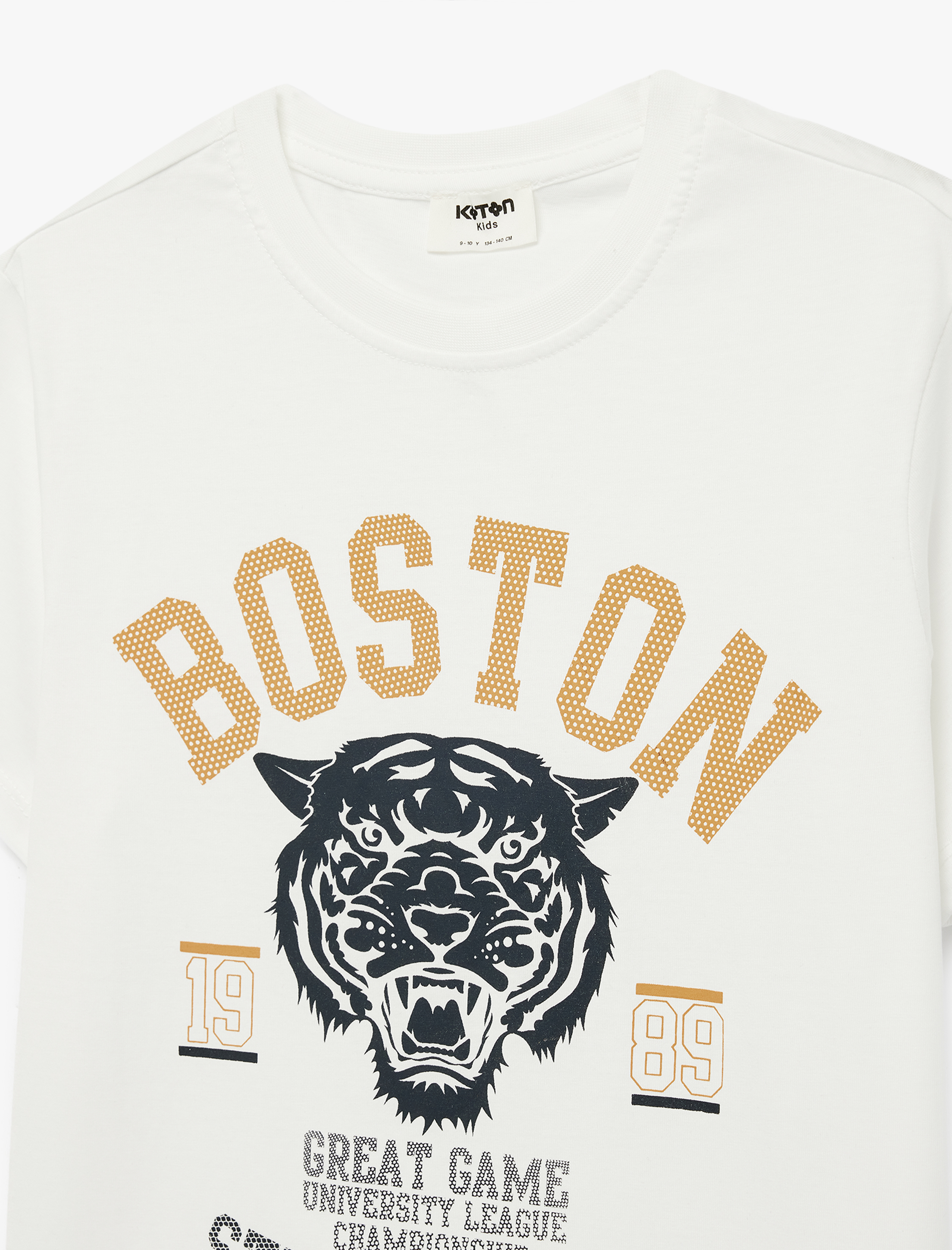  Erkek Çocuk Pamuklu Kısa Kollu Bisiklet Yaka Baskılı Tişört