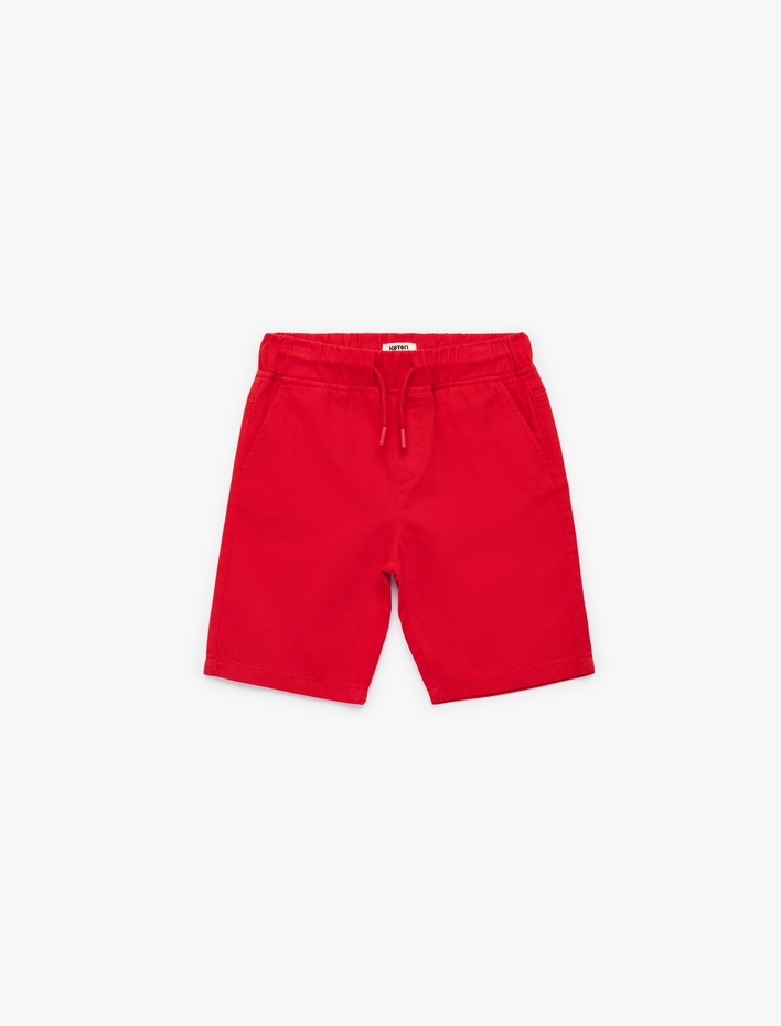 Erkek Çocuk Beli Bağcıklı Cep Detaylı Pamuklu Basic Şort
