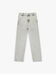 Pamuklu Beli Ayarlanabilir Lastikli Rahat Kesim Denim Pantolon