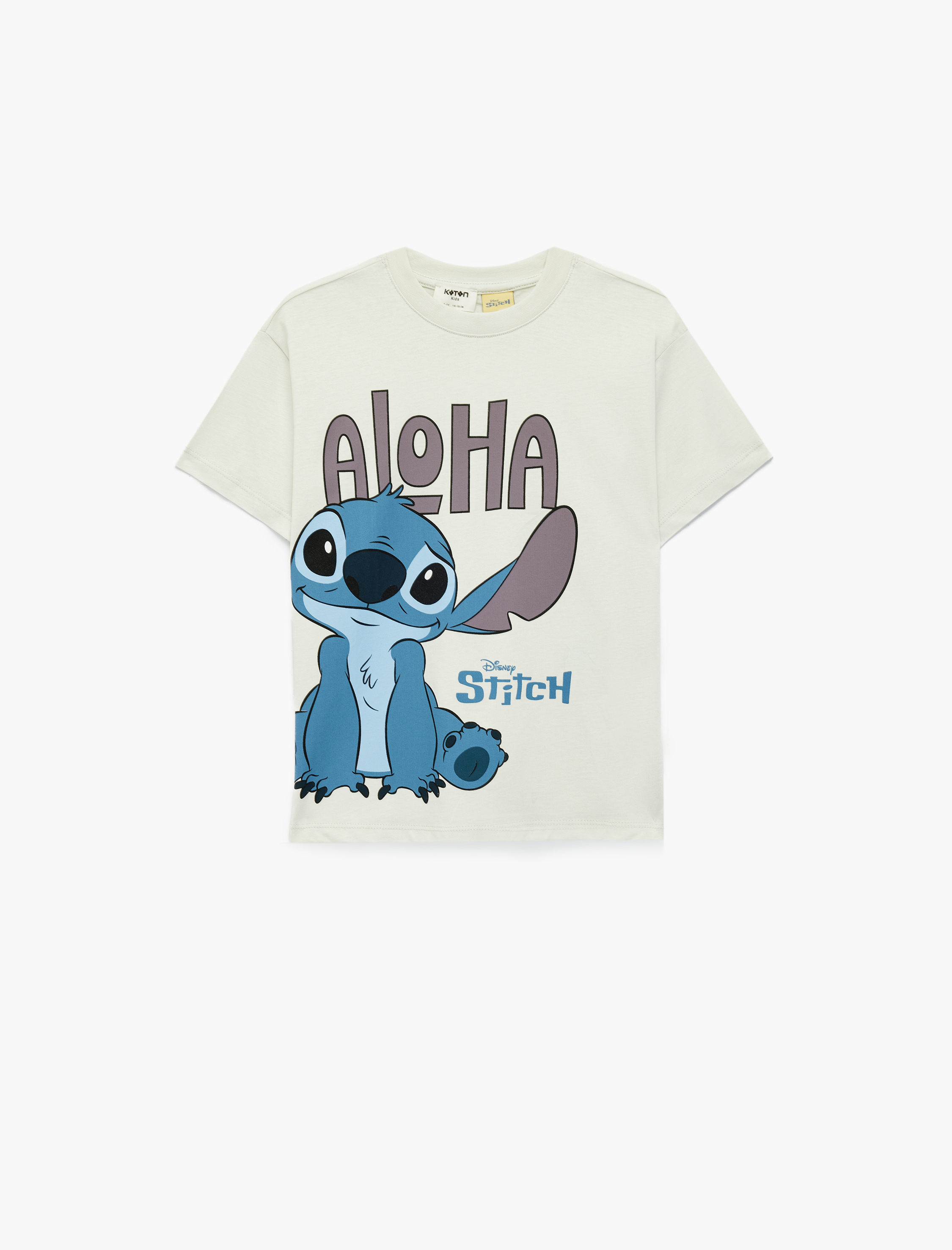  Erkek Çocuk Stitch Baskılı Kısa Kollu Bisiklet Yaka Pamuklu Oversize Lisanslı Tişört