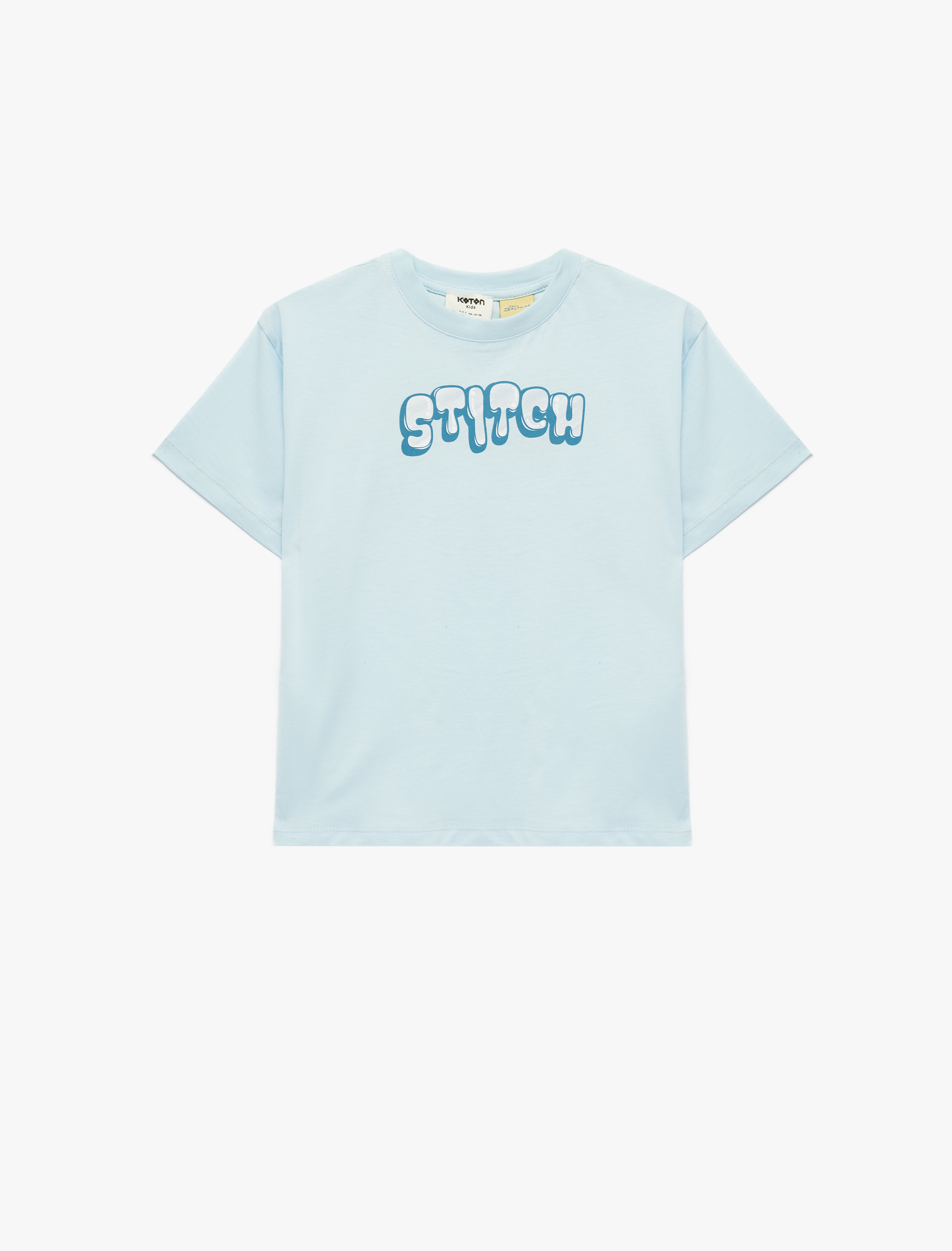  Erkek Çocuk Stitch Baskılı Kısa Kollu Bisiklet Yaka Lisanslı Tişört