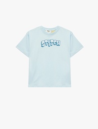 Stitch Baskılı Kısa Kollu Bisiklet Yaka Lisanslı Tişört