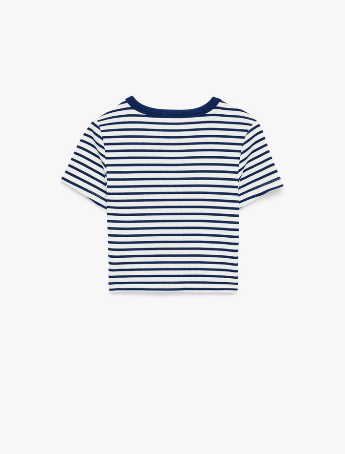  Slim Fit Kısa Kollu Bisiklet Yaka Ayıcık Baskılı Tişört