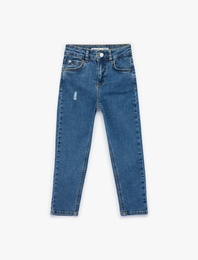 ıraatılış Detaylı Ayarlanabilir Lastikli Denim Pantolon