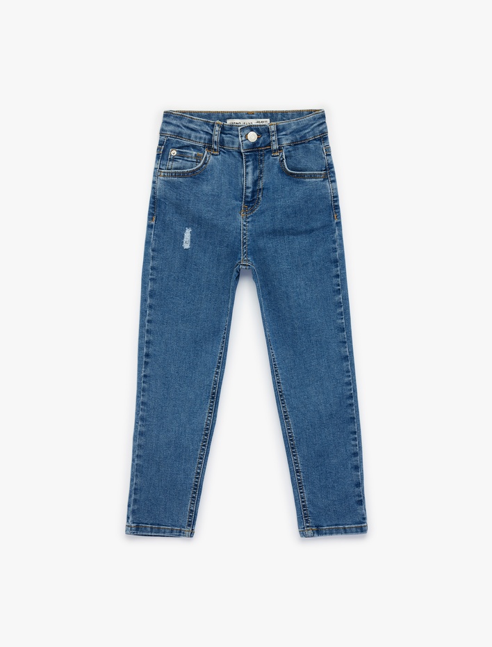 Erkek Çocuk ıraatılış Detaylı Ayarlanabilir Lastikli Denim Pantolon