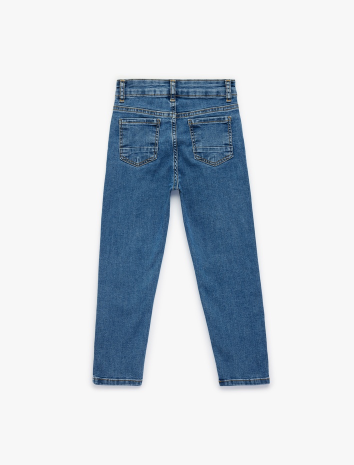 Erkek Çocuk ıraatılış Detaylı Ayarlanabilir Lastikli Denim Pantolon