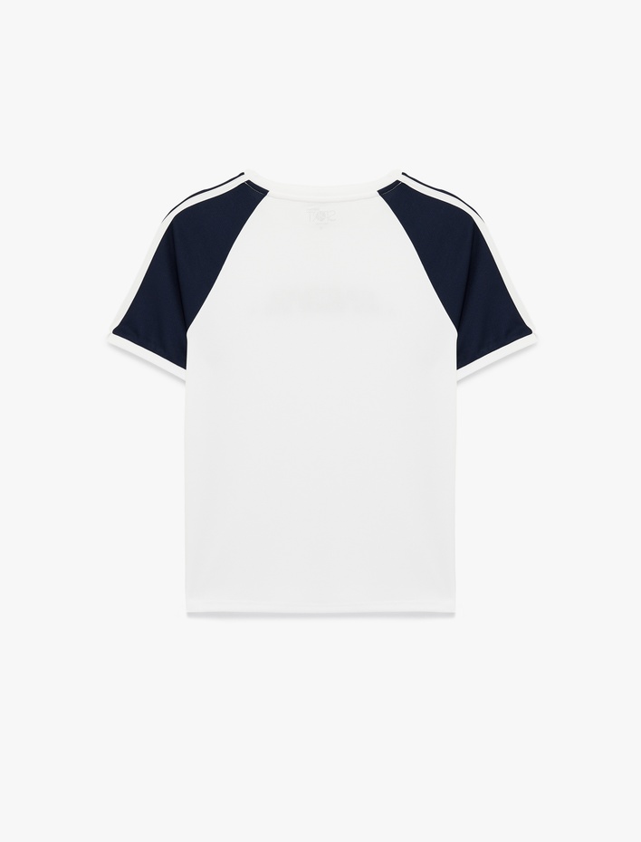  Rahat Kalıp Kısa Kollu Bisiklet Yaka Baskılı Spor Tişört