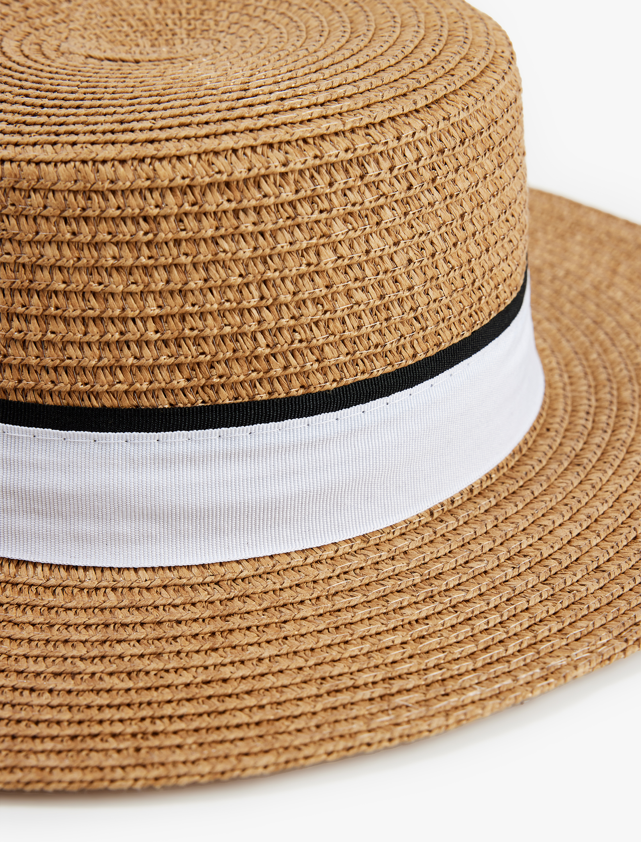  Kadın Bant Detaylı Hasır Şapka