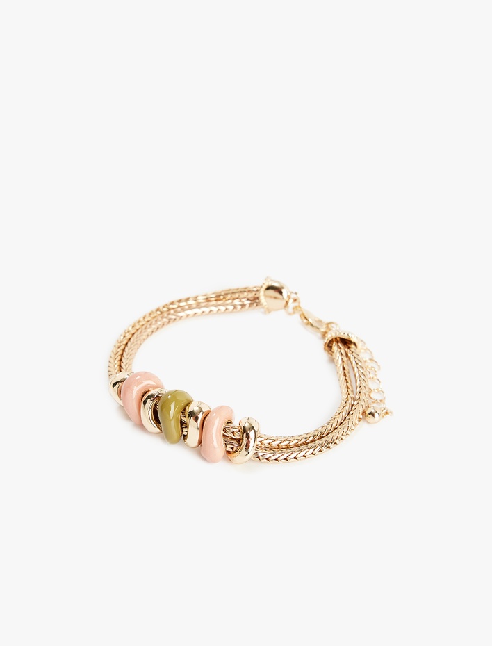 Kadın Taş Detaylı Zincir Bileklik