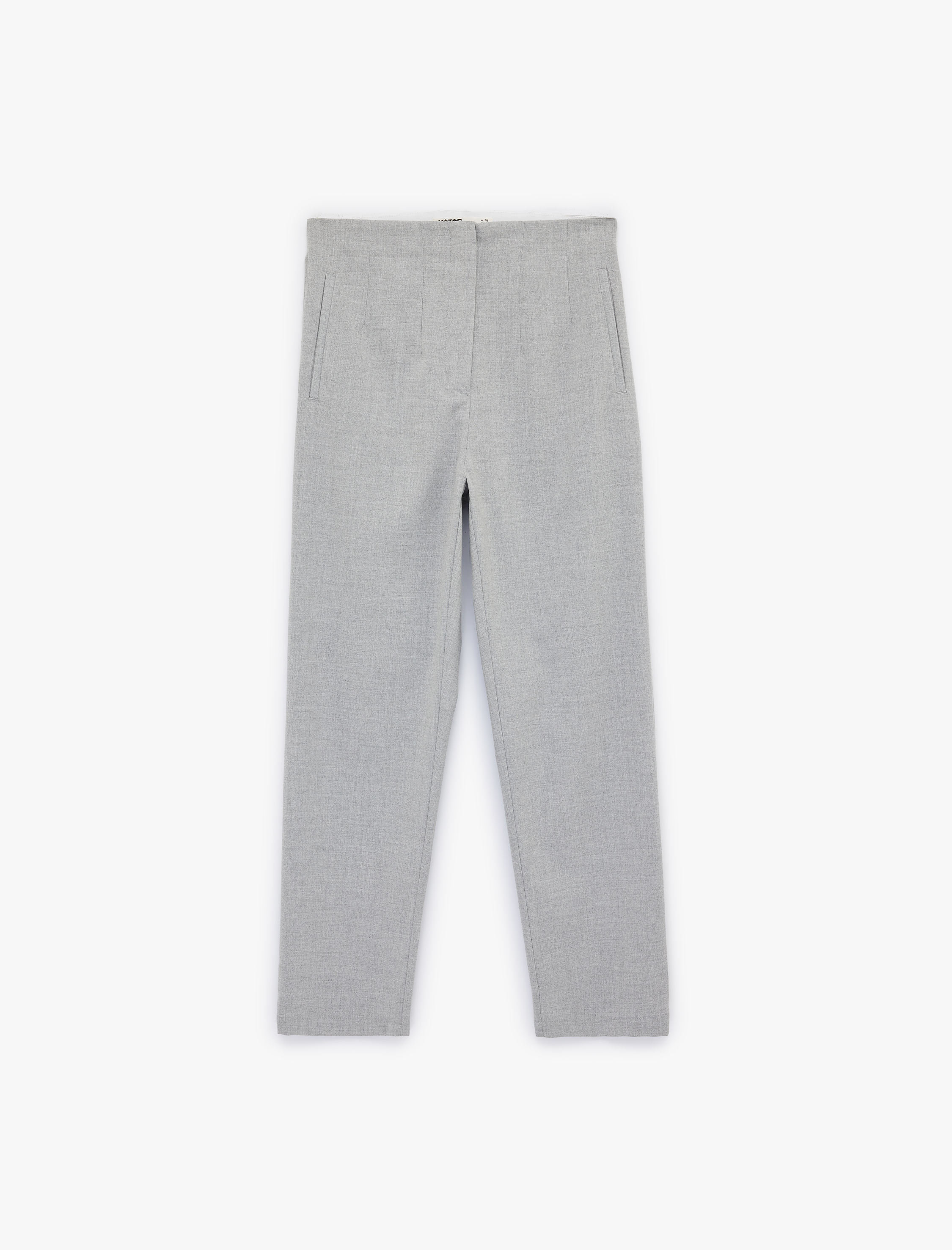   Yüksek Bel Cepli Slim Fit Viskon Karışımlı Cigarette Pantolon