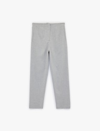 Yüksek Bel Cepli Slim Fit Viskon Karışımlı Cigarette Pantolon