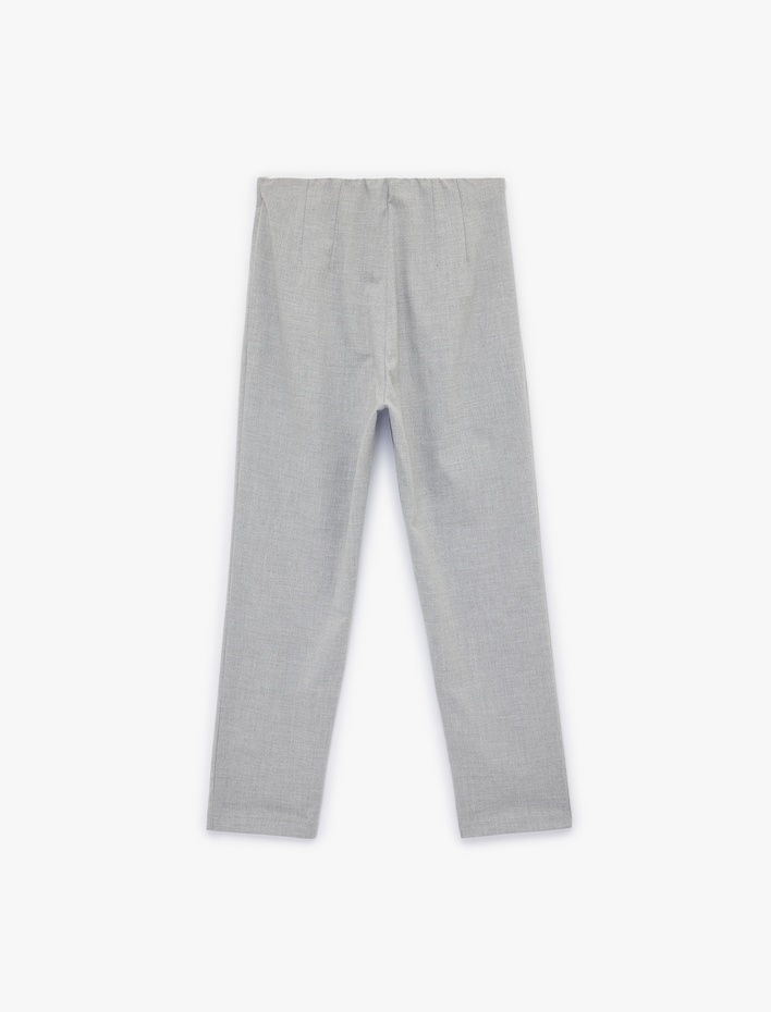  Yüksek Bel Cepli Slim Fit Viskon Karışımlı Cigarette Pantolon