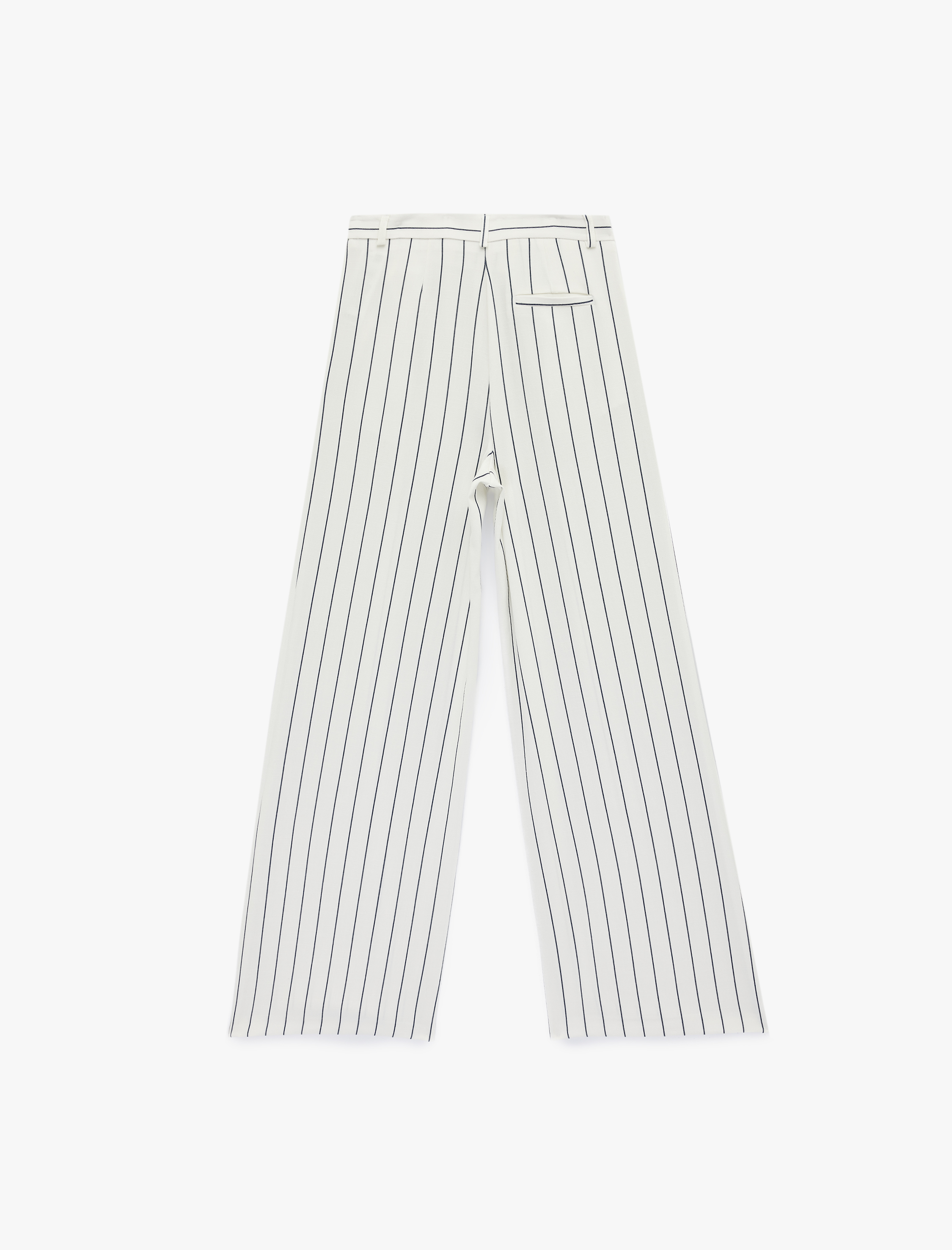   Pile Detaylı Cepli Çizgili Geniş Paça Pantolon