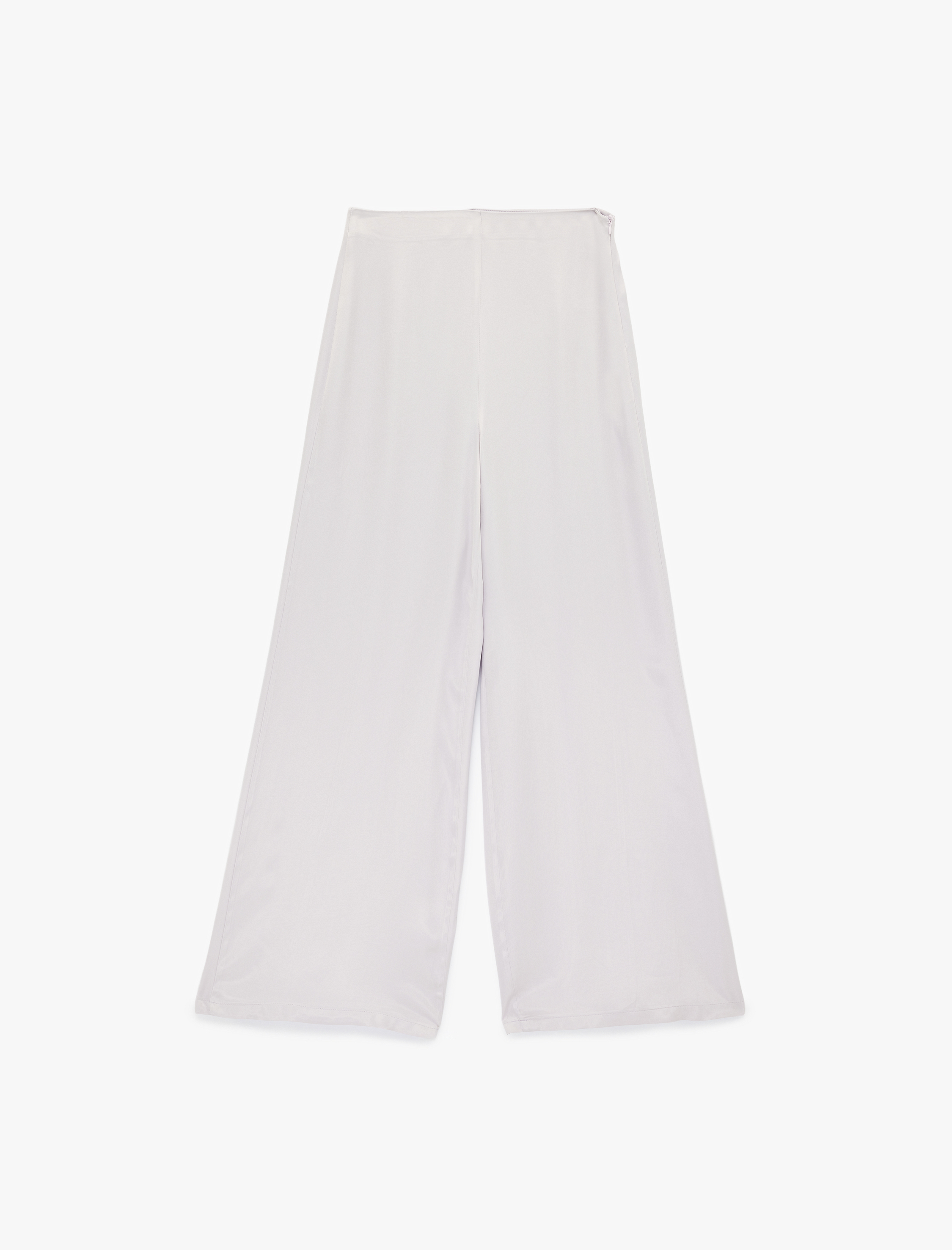   Yüksek Bel Düz Geniş Paça Saten Pantolon