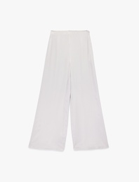 Yüksek Bel Düz Geniş Paça Saten Pantolon