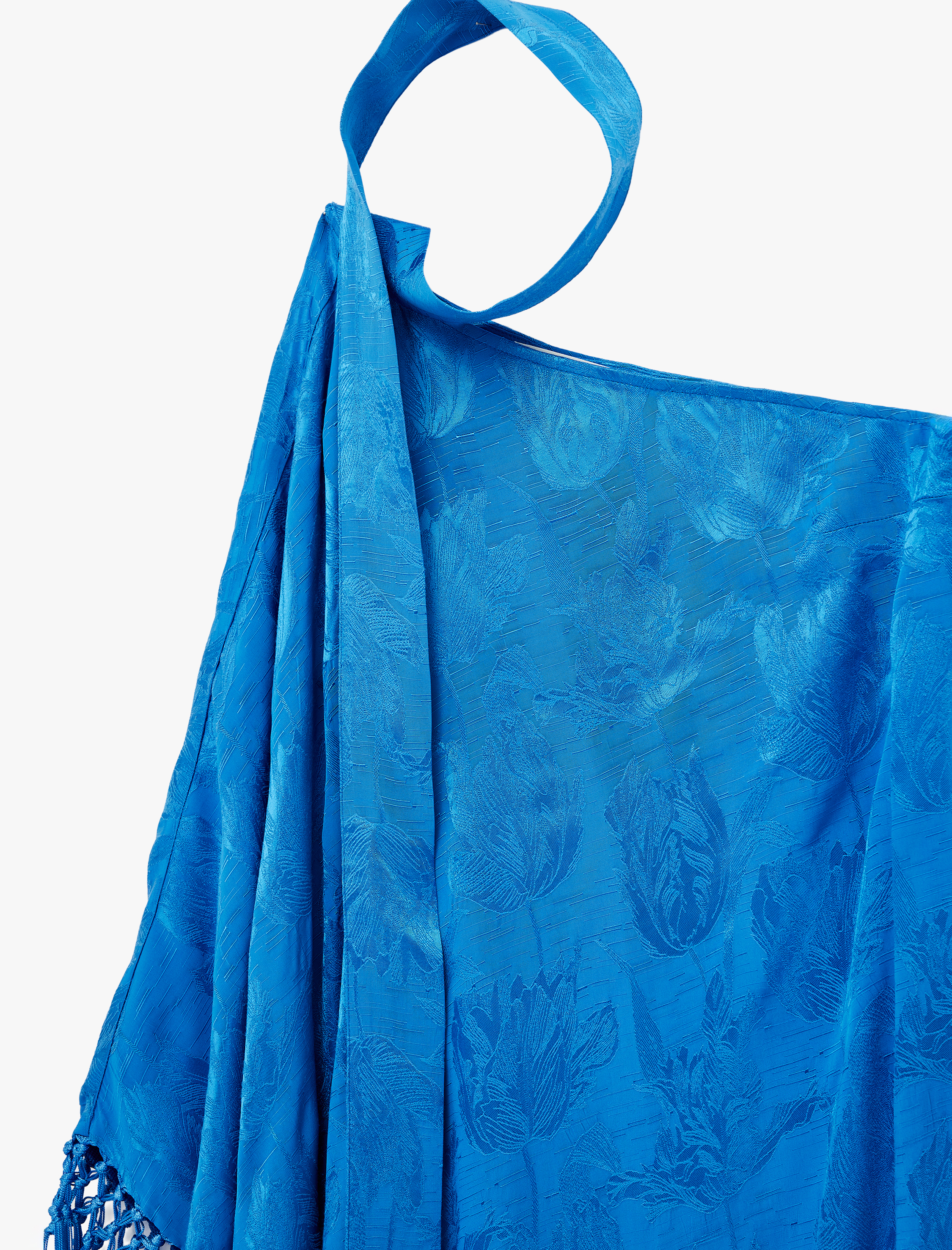   Viskon Kumaş Asimetrik Kesim Uzun Püsküllü Tek Omuz Elbise