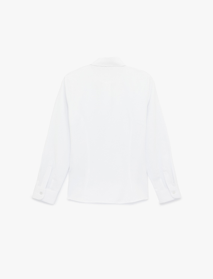  Regular Fit Düğmeli Uzun Kollu Klasik Yaka Gömlek